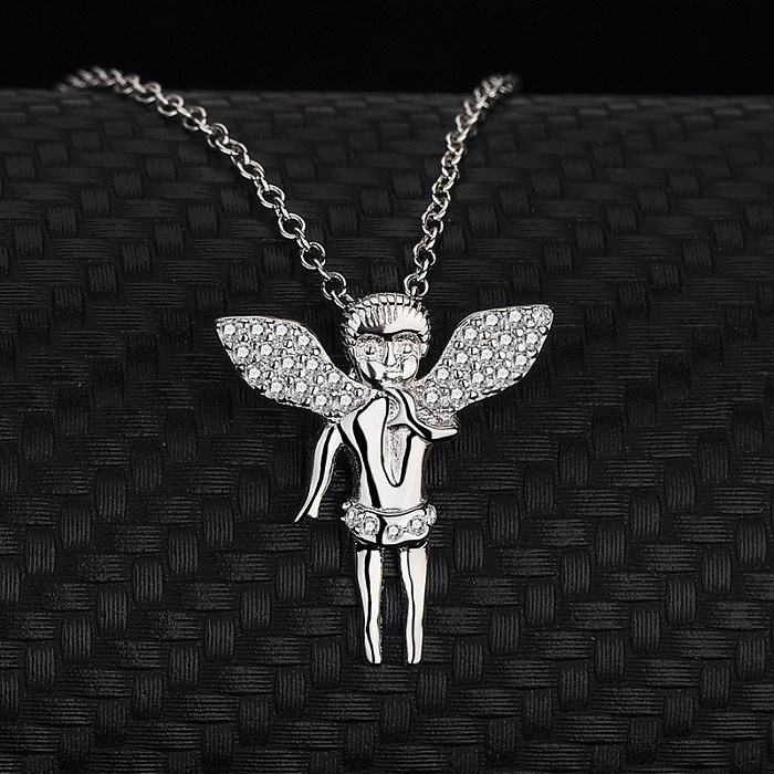 Collier pendentif Cupidon en zircone cubique