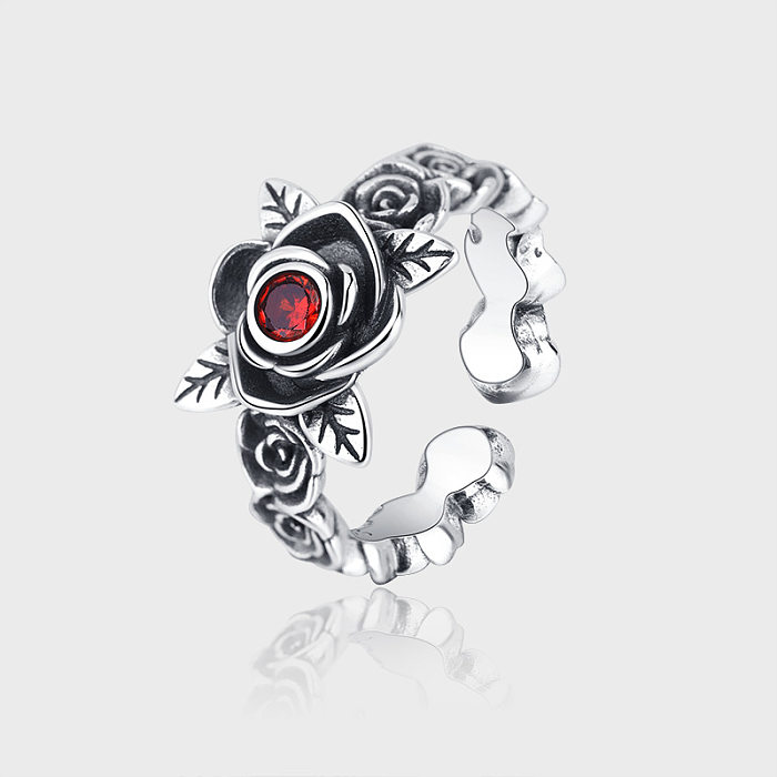 Offene Ringe im Vintage-Stil mit Rosenblüten-Zirkonia
