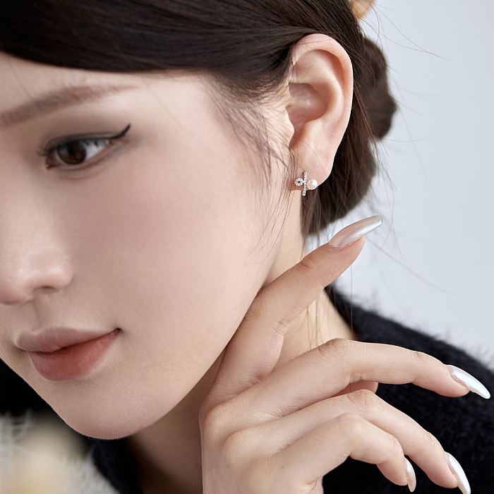 mm Pearl Zirconia Stud Earring