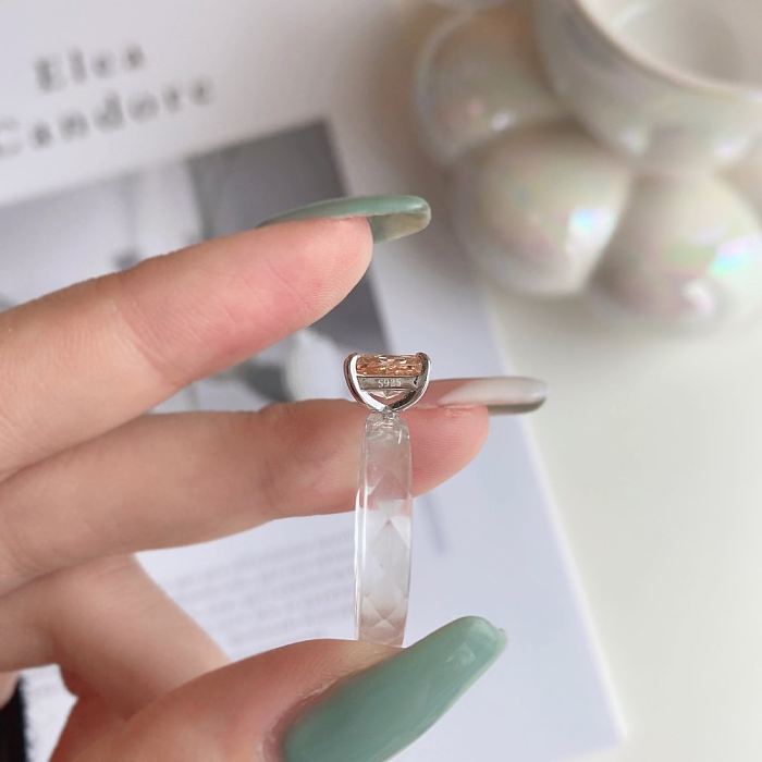 High Carbon Zirconia Crystal Solitaire Ring