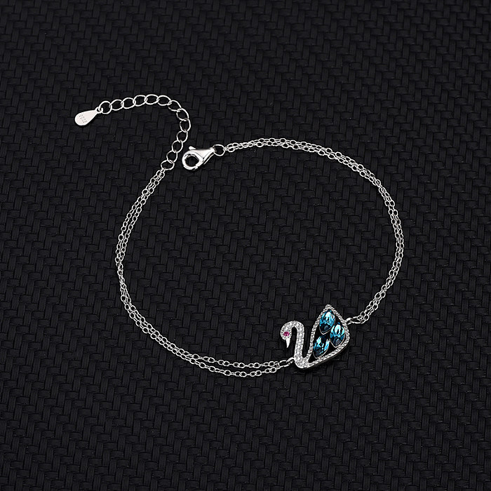 Bracelet en zircone cubique avec cristaux autrichiens et cygne