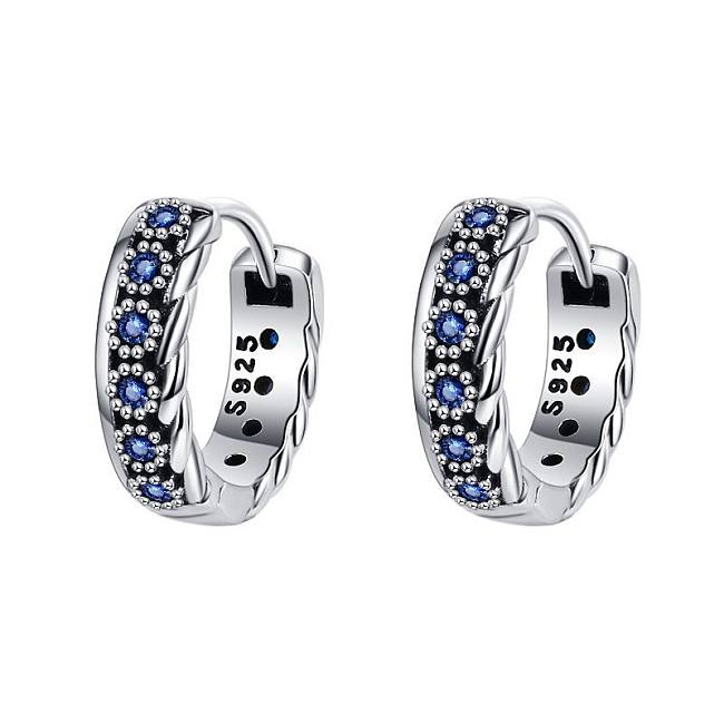 Vintage Blue Zirconia Flower Hoop Earrings