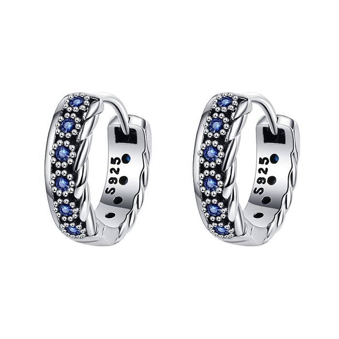 Vintage Blue Zirconia Flower Hoop Earrings