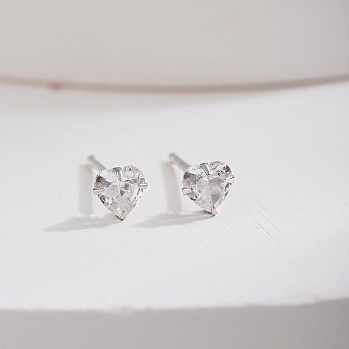 Sterling Silver Zirconia Heart Stud Earring