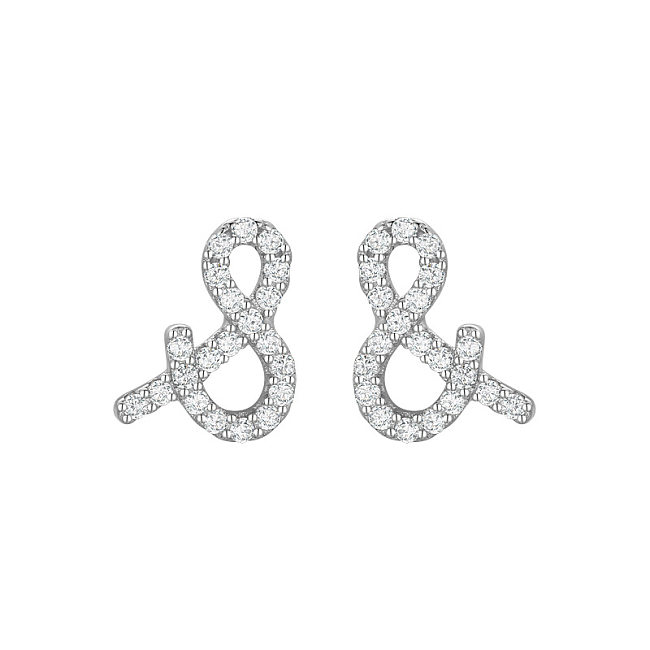 Sterling Silver Zirconia Symbol Stud Earrings