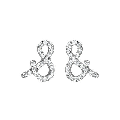 Sterling Silver Zirconia Symbol Stud Earrings