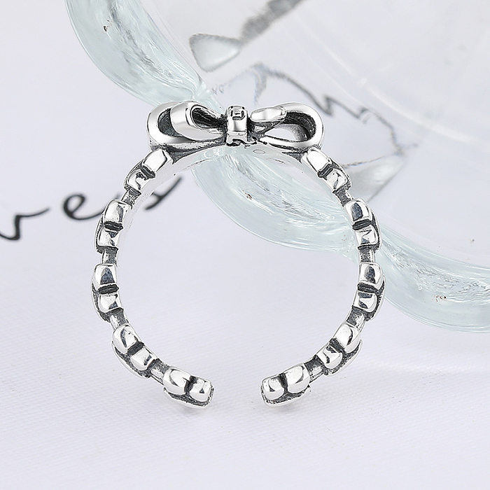 Anéis abertos com arco vintage em prata esterlina