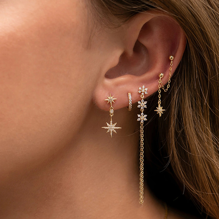 pcs  Sterling Silver Star Tassel Stud Earrings