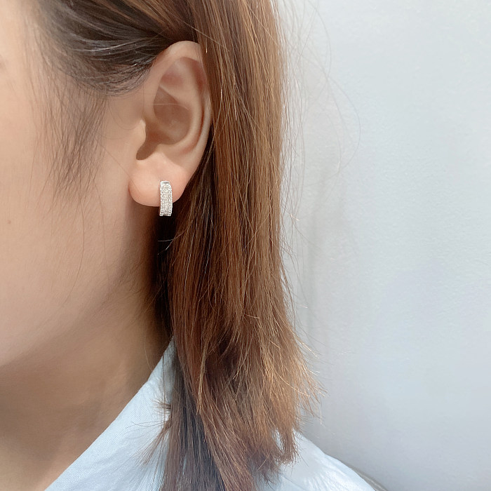 Silver Cubic Zirconia Huggie Earring
