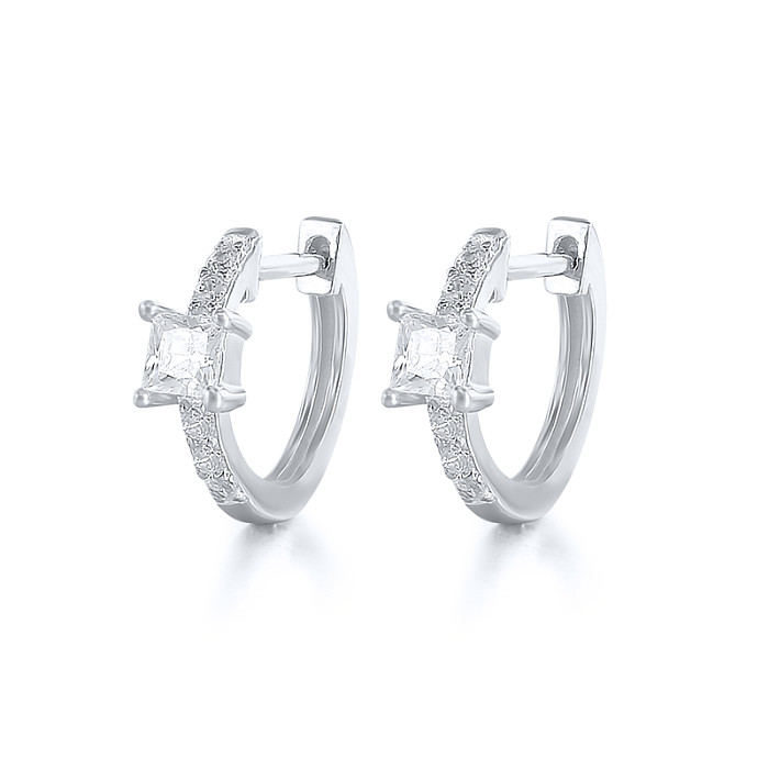 mm Silver Cubic Zirconia Hoop Earring