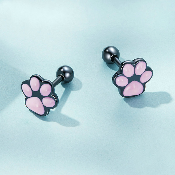 Cat Footprint Screw Back Stud Earring
