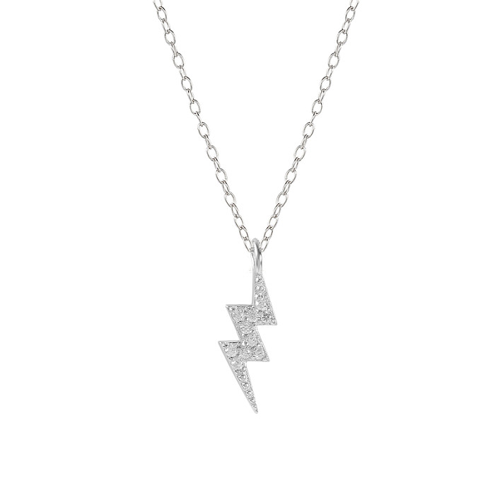 Sterling Silver Zirconia Lightning Pendant Necklace