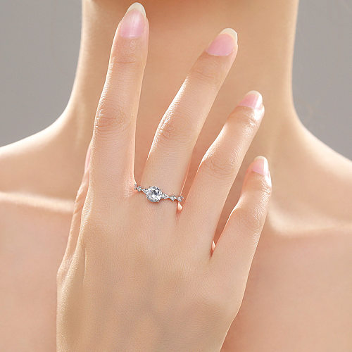Sterling Silver Zirconia Halo Solitaire Band Rings