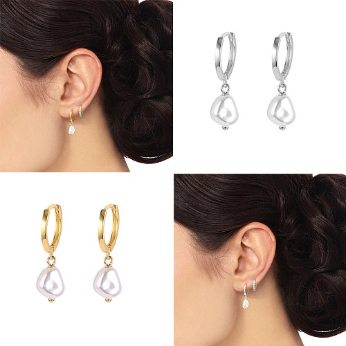 Sterling Silver Freshwater Pearl Hoop Earring