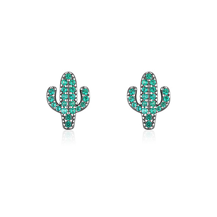 Kids  Silver Zirconia Cactus Stud Earring