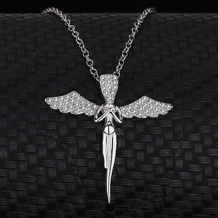 Collier pendentif ailes d'ange en zircone cubique