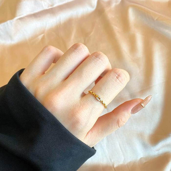 Sterling Silver CZ Link Chain Open Rings