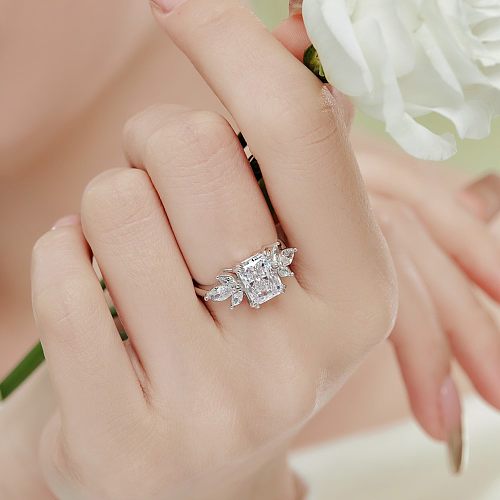 A Curshed Ice Cut Zirconia Solitaire Ring