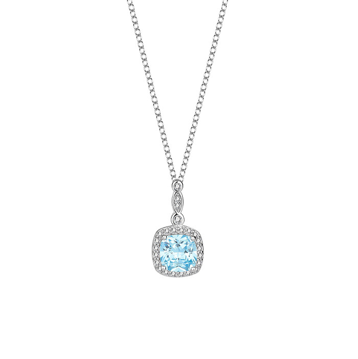 Cubic Zirconia Square Pendant Necklace Stud Earring Ring Set