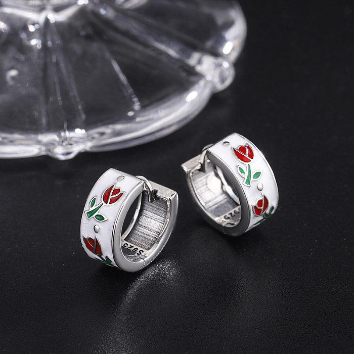 Enamel Tulip Hoop Earrings