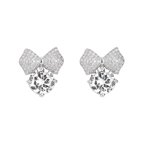 Cubic Zirconia Bow Stud Earring