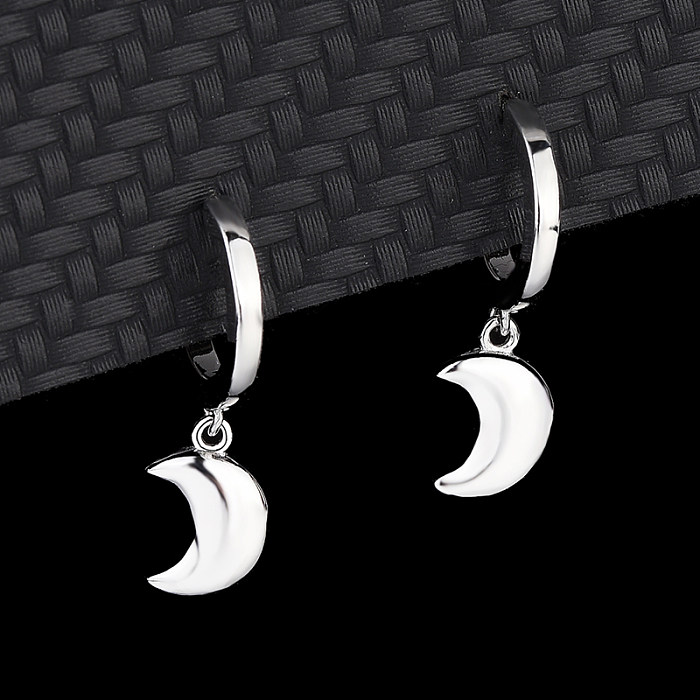 Silver Moon Hoop Earring