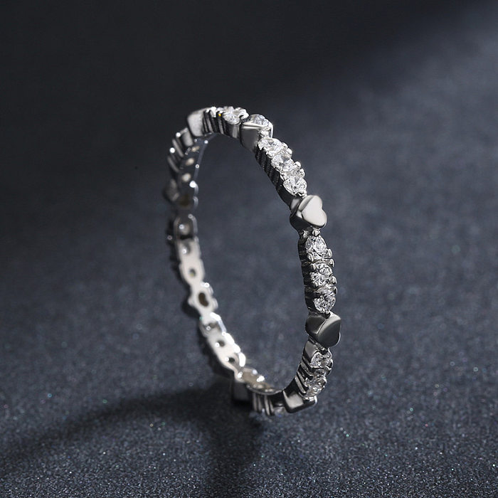 Minimalist Hearts Zirconia Stackable Band Ring