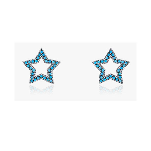 Brincos de estrela turquesa em prata esterlina