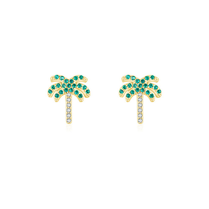 Boucle d'oreille en forme de cocotier en argent et zircone pour enfants