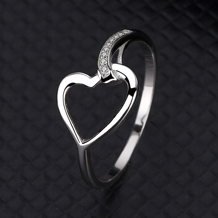 Silver Cubic Zirconia Heart Ring