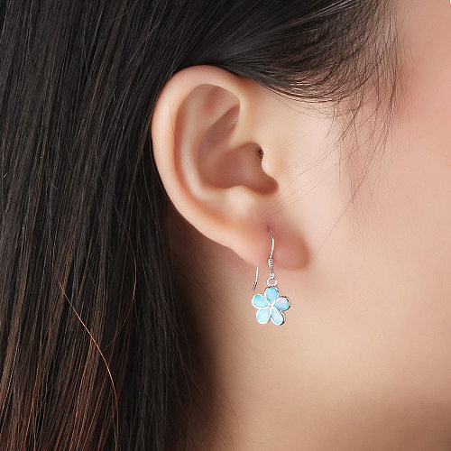 Bloom Flower Blue Opal Dangle Earring