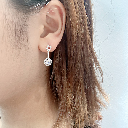 Silver Cubic Zirconia Circle Stud Earring