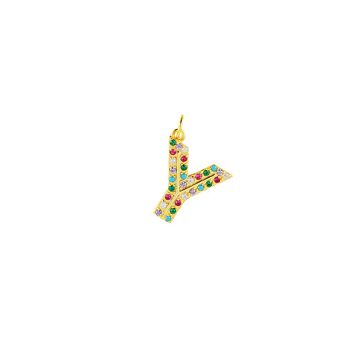 Colorful Zirconia Silver Sterling Letter Y Pendant