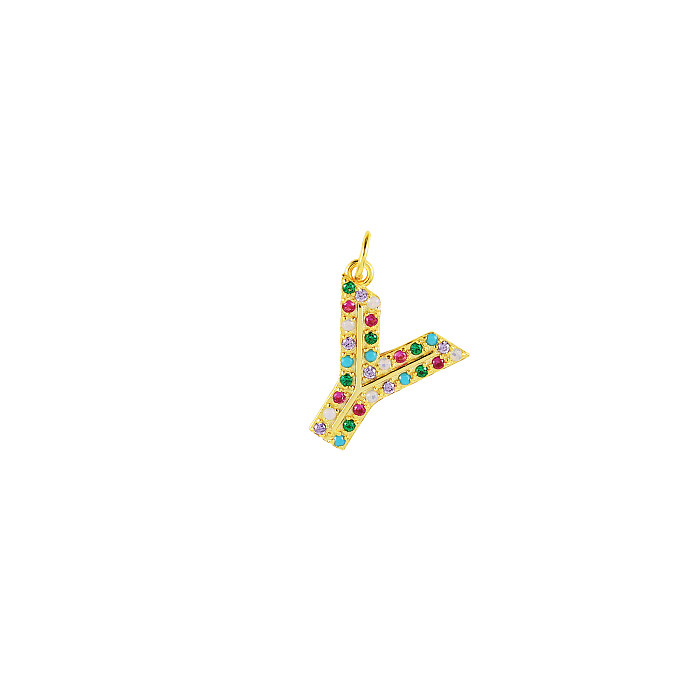 Colorful Zirconia Silver Sterling Letter Y Pendant