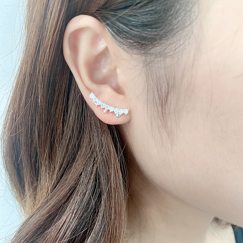 Cubic Zirconia Star Moon Stud Earring