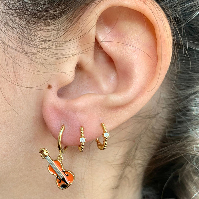 Boucles d'oreilles créoles Guita argentées pour enfants