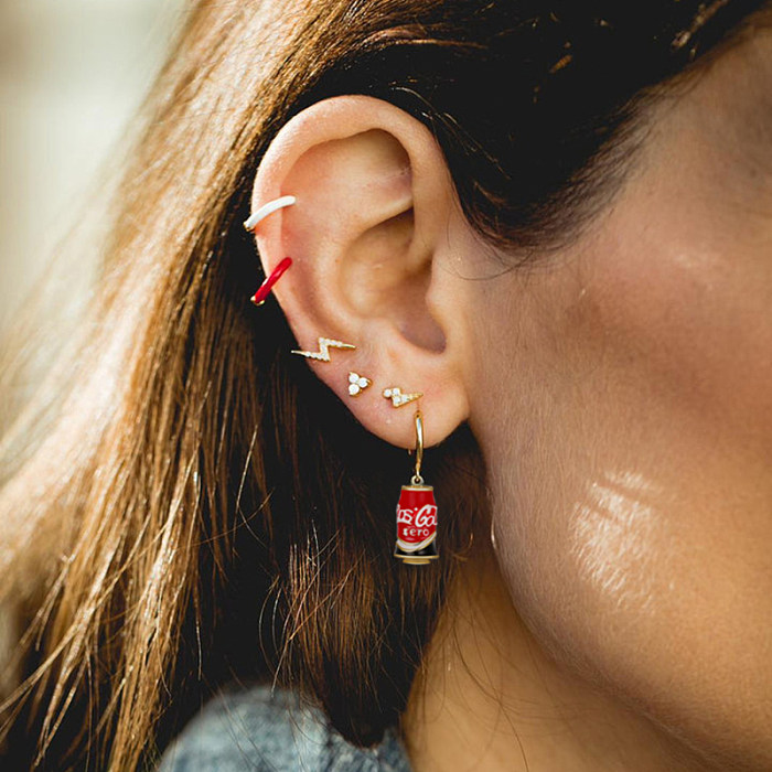 Kids  Silver Coca Cola Hoop Earrings