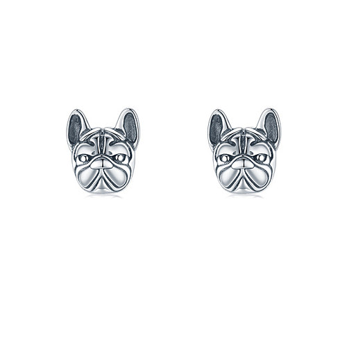 Sterling Silver Bulldog Stud Earring
