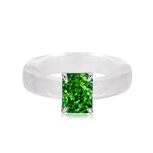 High Carbon Emerald Zirconia Crystal Solitaire Ring
