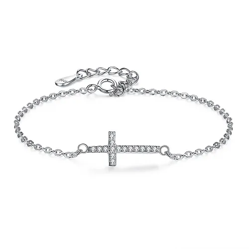 Sterling Silver CZ Cross Bracelets