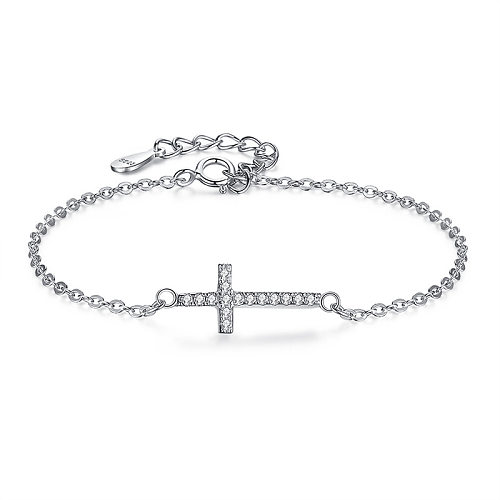 Bracelets croix en argent sterling avec zircone cubique