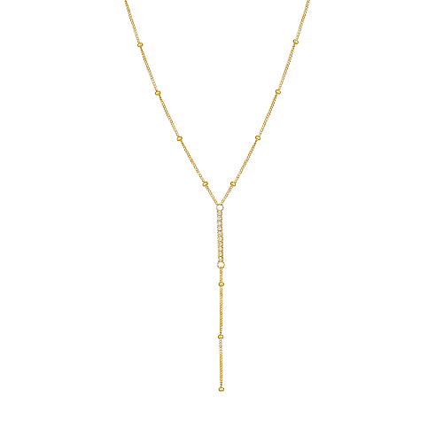 Sterling Silver Zirconia Line Tassel Pendant Necklace