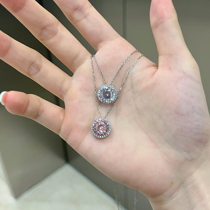 Sterling Silver A Pink Zirconia Necklaces