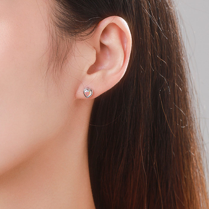 Sparkle Zirconia Heart Stud Earring