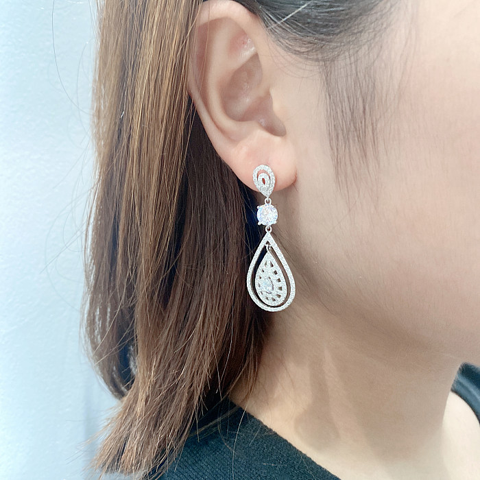 Silver Cubic Zirconia Waterdrop Stud Earring
