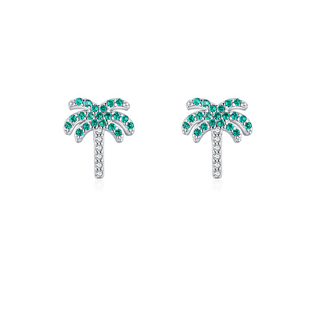 Boucle d'oreille en forme de cocotier en argent et zircone pour enfants