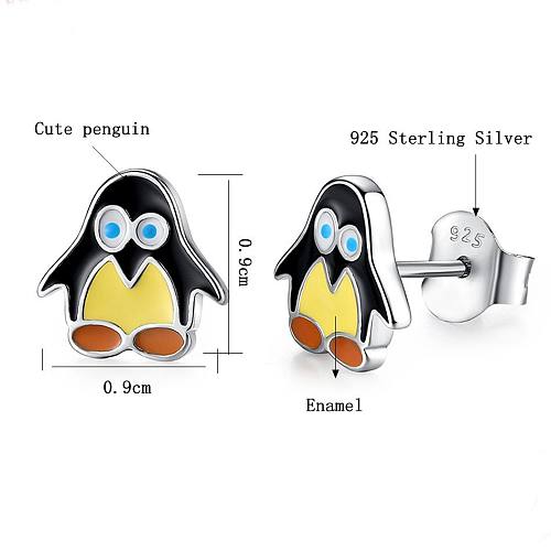 Boucles d'oreilles pingouin argentées pour enfants