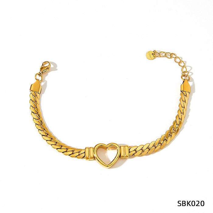 Moda coração forma aço inoxidável titânio chapeamento pulseiras colar