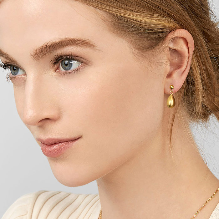 1 paire de boucles d'oreilles pendantes en acier inoxydable plaqué or, Style Simple et décontracté, Style romain, plaqué géométrique