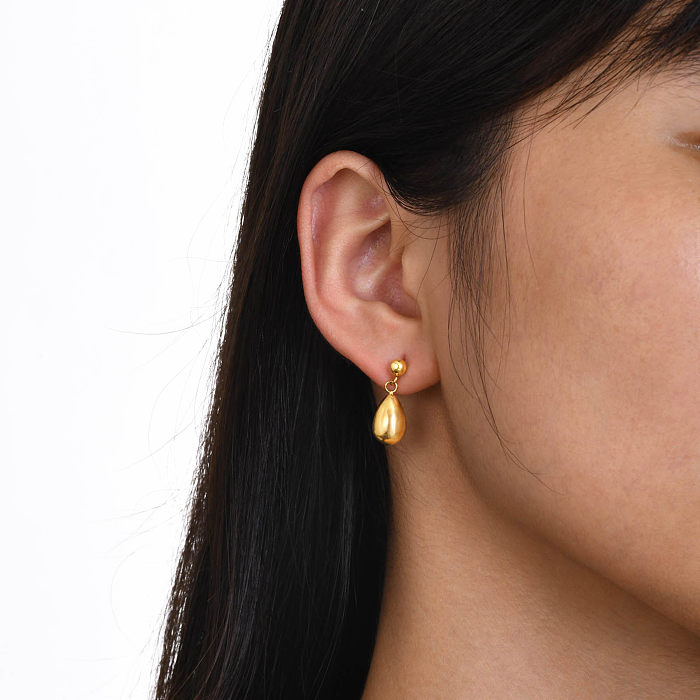 1 paire de boucles d'oreilles pendantes en acier inoxydable plaqué or, Style Simple et décontracté, Style romain, plaqué géométrique